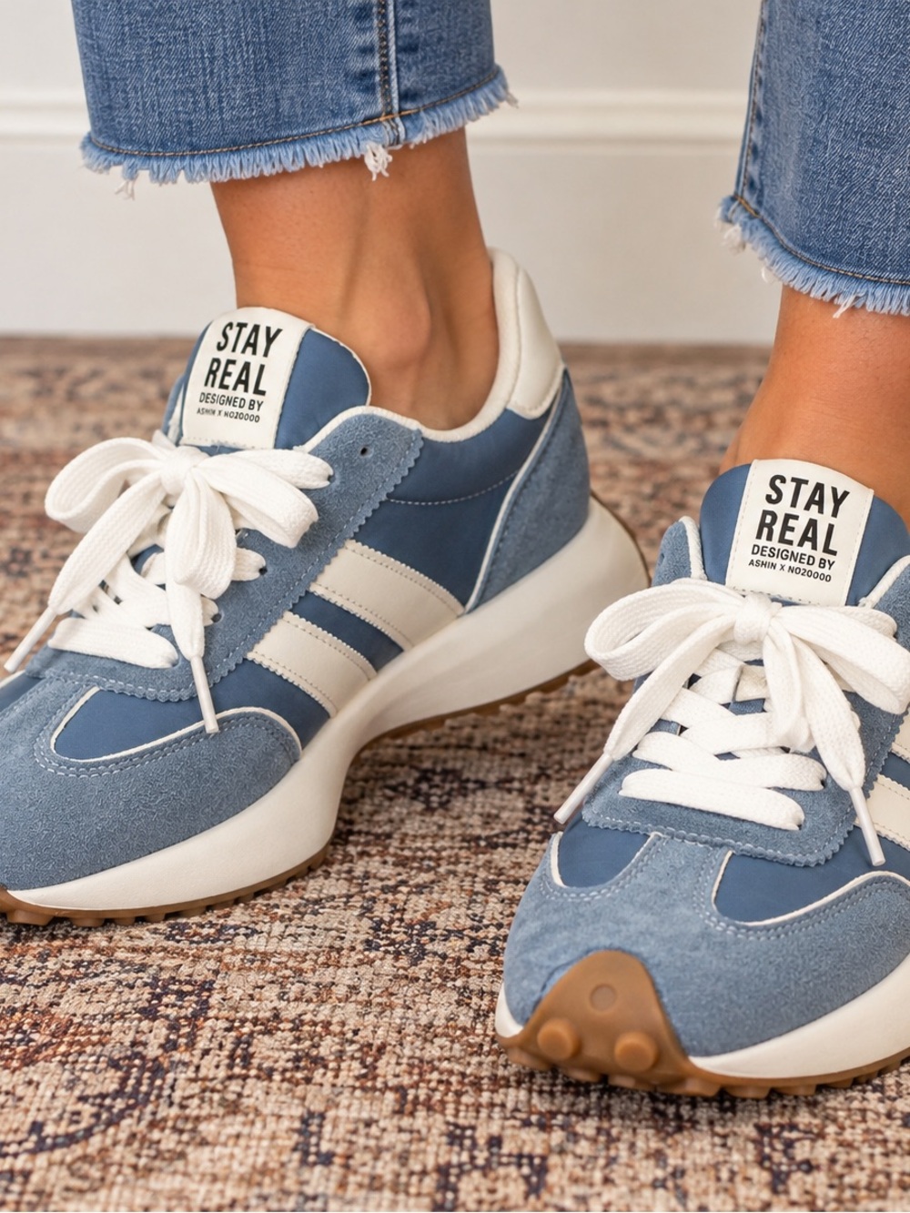 Blue & White Women's Retro Runner Sneakers
